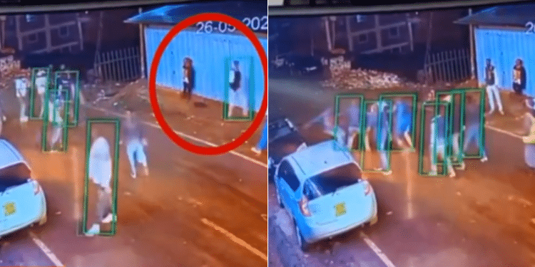 A CCTV footage showing event outside Quickin Lounge in Kiambu Town on Sunday, May 26 at around 2:45am. PHOTO/Courtesy.