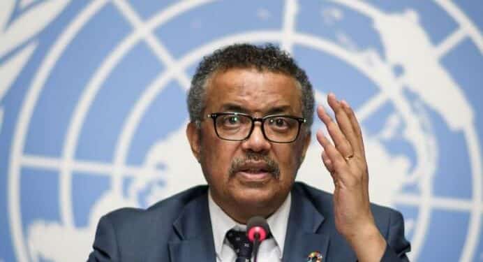 WHO Secretary General World Health Organization (WHO) Director-General Tedros Adhanom Ghebreyesus during a press conference following an International Health Regulations Emergency Committee on an Ebola outbreak in the Democratic Republic of the Congo. [AFP]