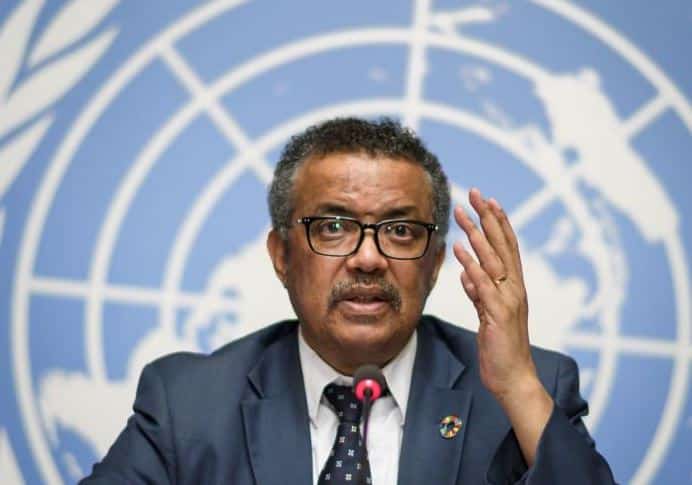 WHO Secretary General World Health Organization (WHO) Director-General Tedros Adhanom Ghebreyesus during a press conference following an International Health Regulations Emergency Committee on an Ebola outbreak in the Democratic Republic of the Congo. [AFP]