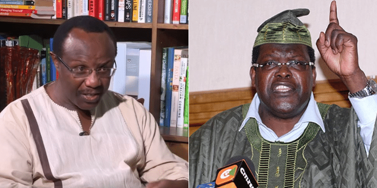 A photo collage of Chairperson of the President's Council of Economic Advisors David Ndii and Lawyer Dr Miguna Miguna. PHOTO/Courtesy.