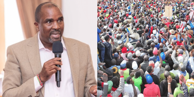 City lawyer Kamotho Waiganjo and Kenyan men at a rally. PHOTO/Courtesy.