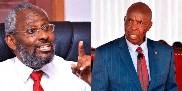Side to side image of UoN Vice Chancellor Stephen Kiama (Left) and Education Cabinet Secretary Ezekiel Machogu (Right). Photo/Courtesy