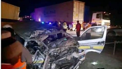 The wreckage of the matatu involved in an accident at Salgaa in Nakuru County
