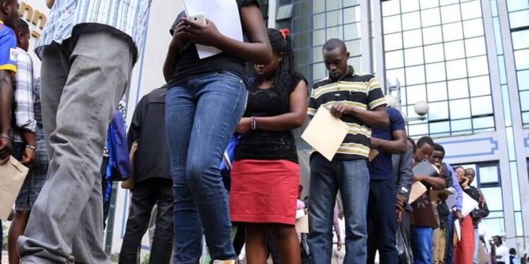 Jobseekers lining up for interviews in Nairobi.Jobseekers lining up for interviews in Nairobi.