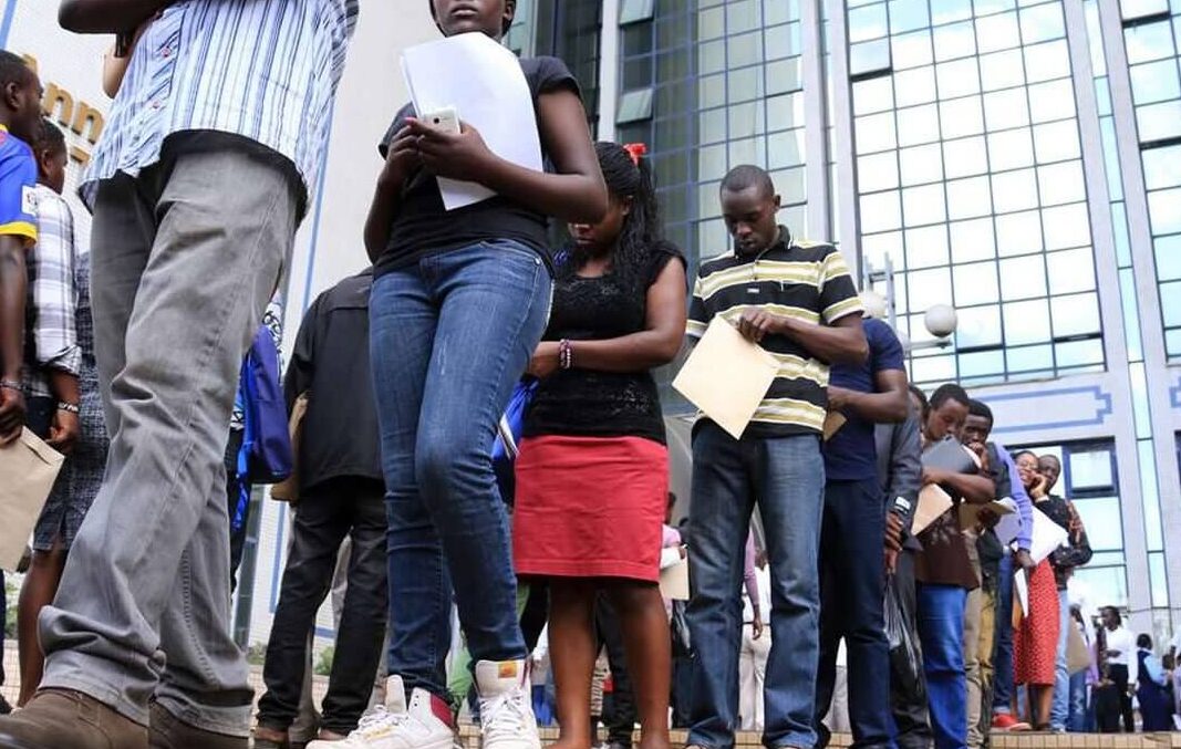 Jobseekers lining up for interviews in Nairobi.Jobseekers lining up for interviews in Nairobi.