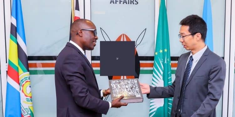 Foreign Affairs Principal Secretary Korir Sing'oei (left) and meets a representative of the Chinese government on May 17, 2024.