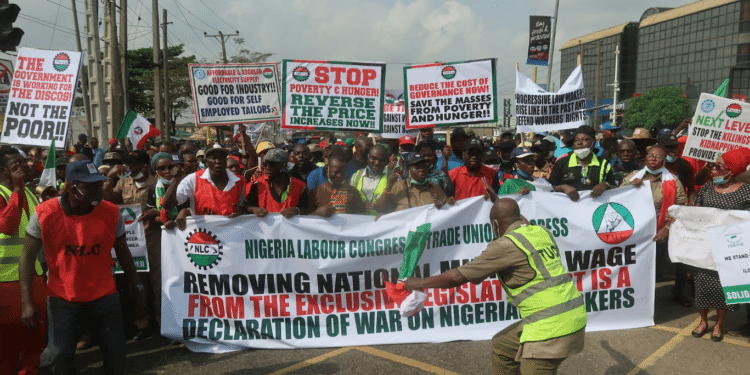 Members Nigeria Labor Unions Protest
