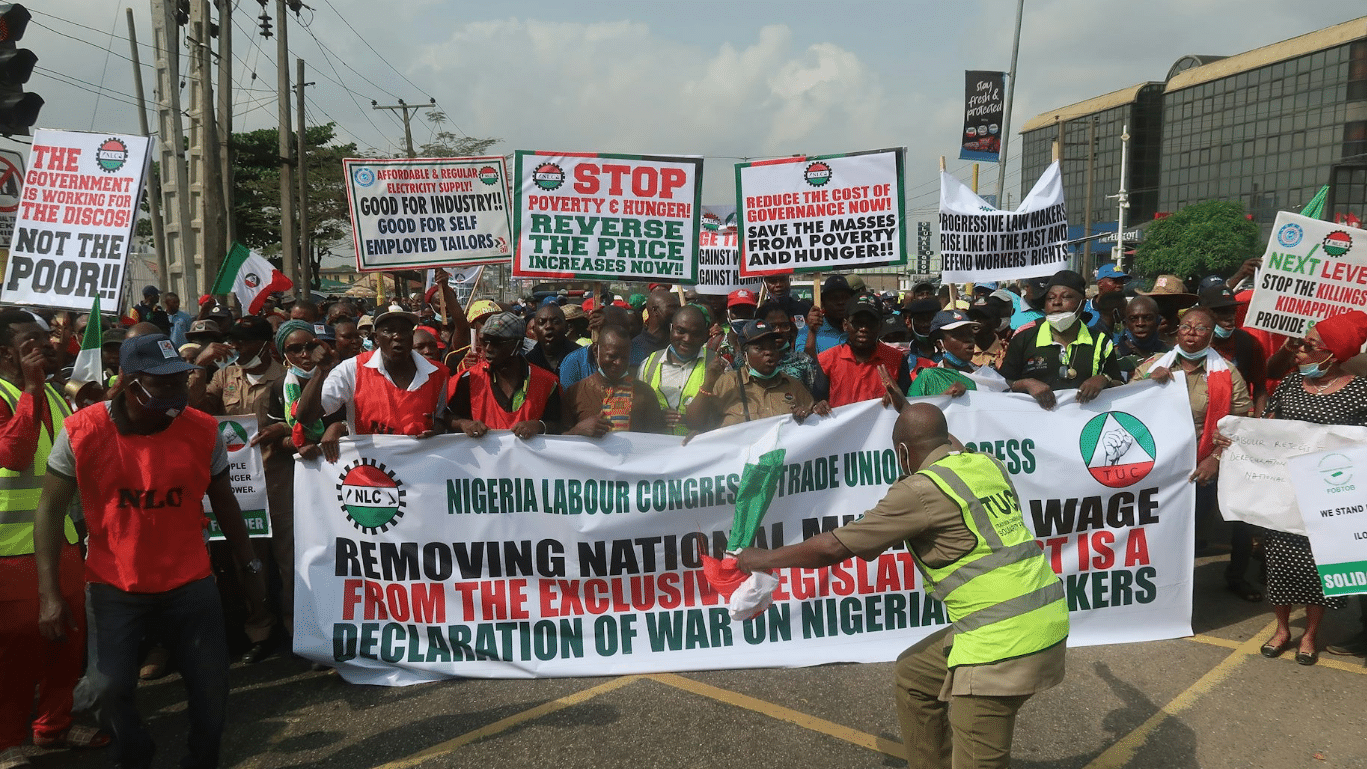 Members Nigeria Labor Unions Protest