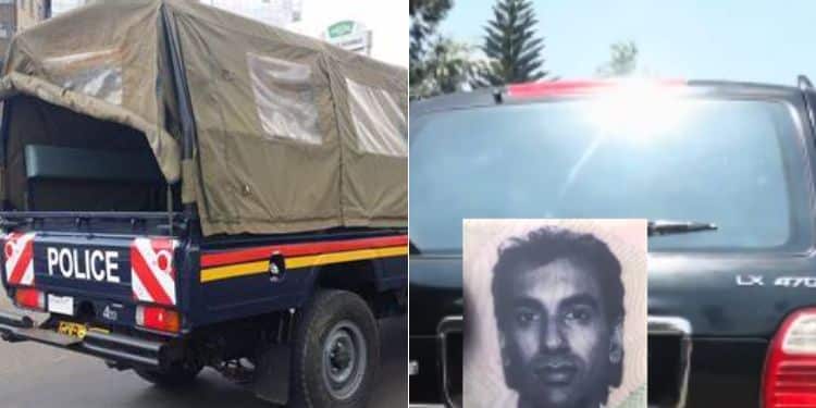 A side to side photo of a police van and a photo of vehicle Somesh Ramesh A side to side photo of a police van and a photo of vehicle Somesh Ramesh bpdy was found in.