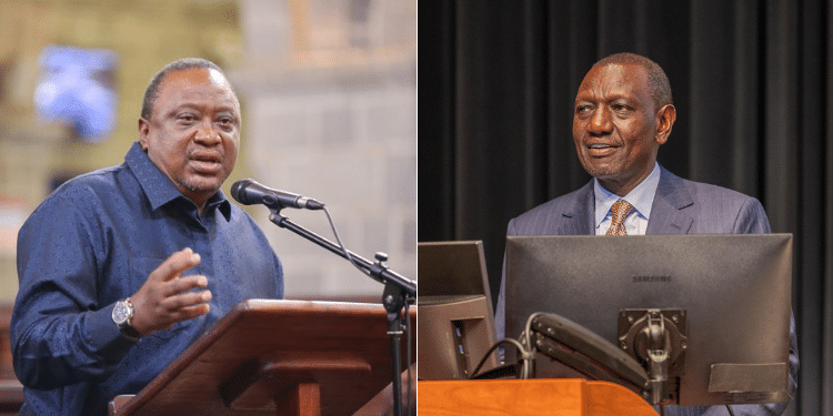 A photo collage of President William Ruto and his predecessor Uhuru Kenyatta. PHOTO/Courtesy...Rigathi Gachagua
