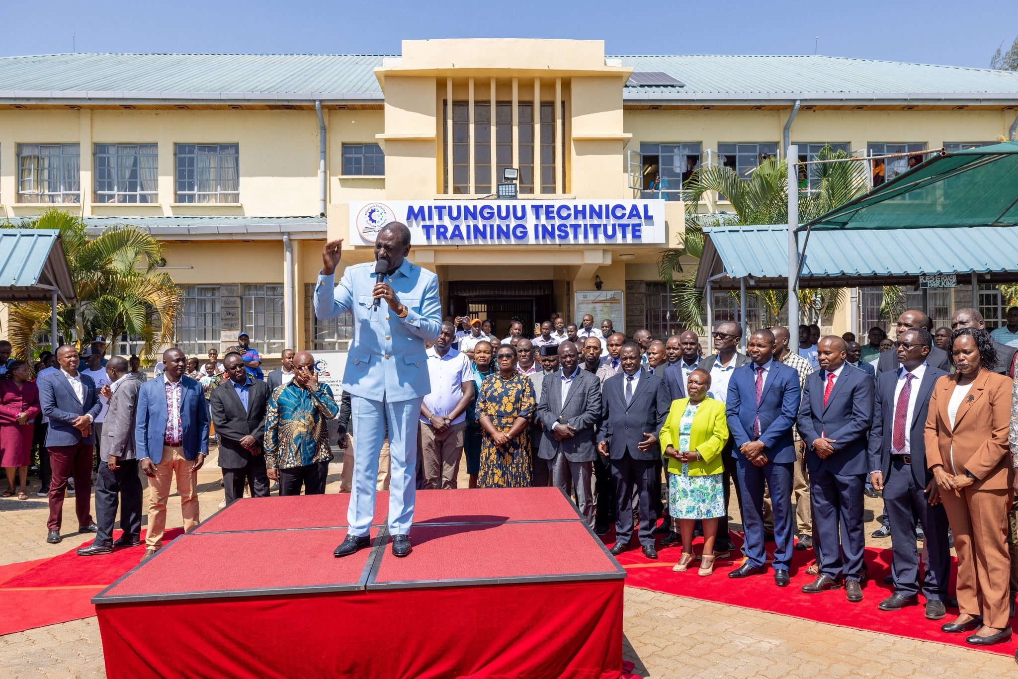 President William Ruto Handed Over A Bus To Mitunguu Technical Training Institute, Meru County. Photo/Pcs.