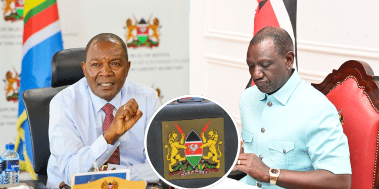 A photo collage of President William Ruto and Treasury CS Njuguna Ndung'u. PHOTOCourtesy. budget Public Service CS Moses Kuria. PHOTO/PSYG.