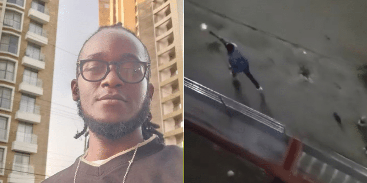 A photo collage of Rex Masai and the police officer who allegedly shot Rex Masai.