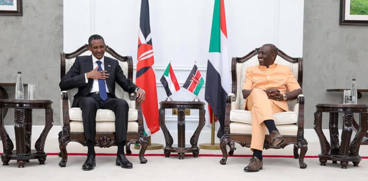 President William Ruto meets Sudan paramilitary commander Mohamed Hamad Dagali. PHOTO/PCS