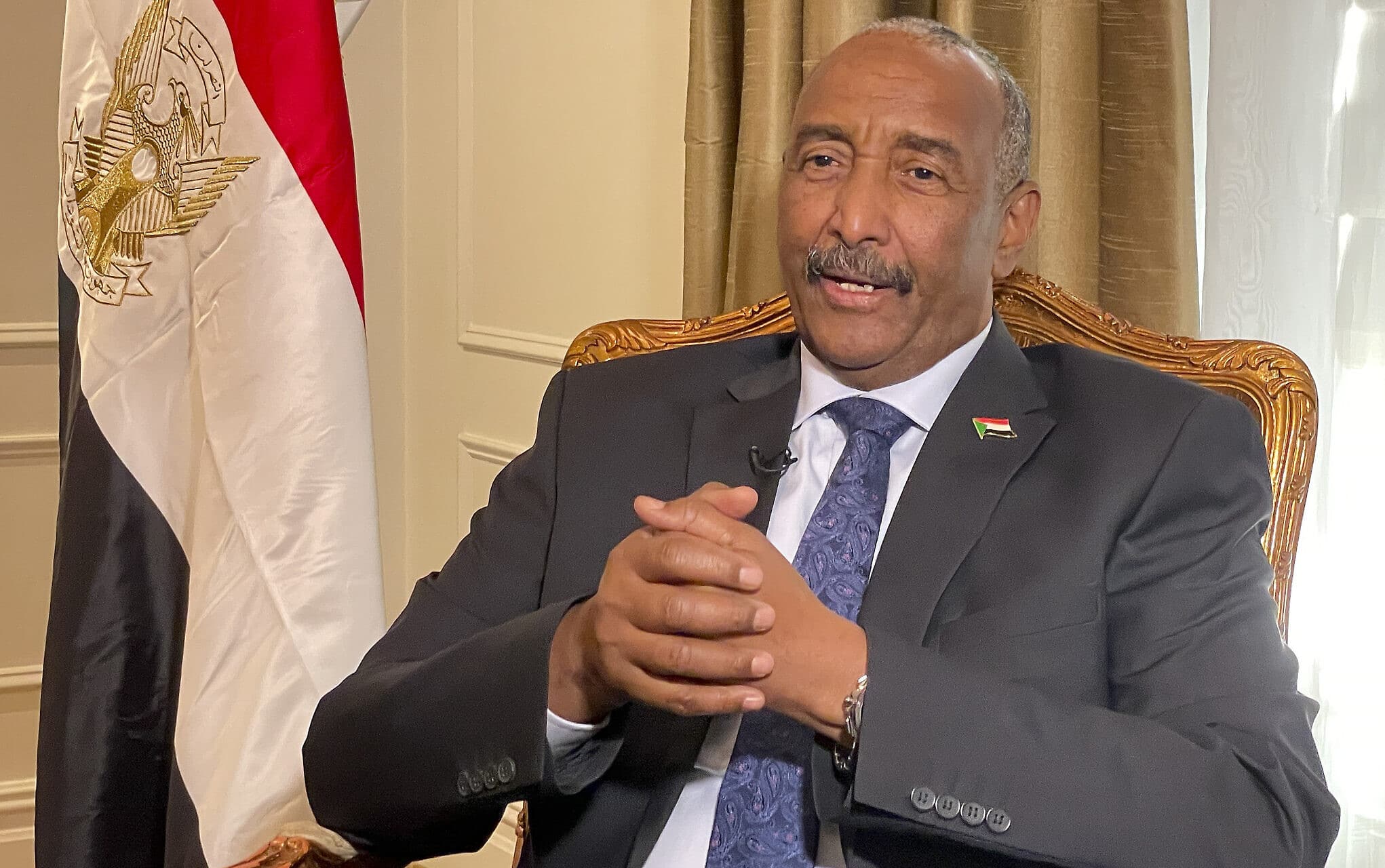 Sudan's ruling General Abdel Fattah al-Burhan answers questions during an interview, September 22, 2022, in New York. (AP Photo/Aron Ranen) Ruto