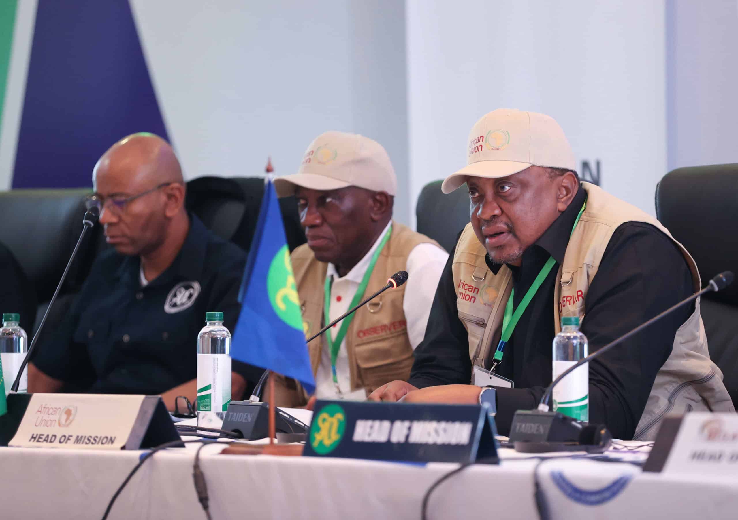 Former President Uhuru Kenyatta at a press briefing event in South Africa. PHOTO/@4thPresidentKE/X