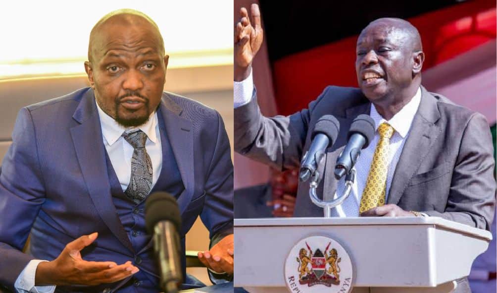 Photo Collage of Public Service Cabinet Secretary (CS) Moses Kuria & DP Rigathi Gachagua. PHOTO/Courtesy