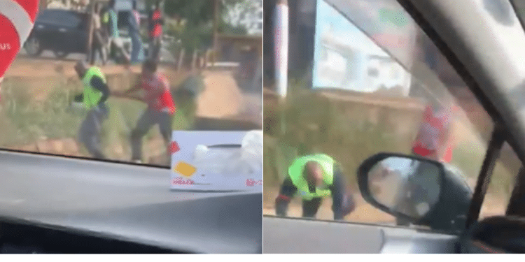A screen grab of Police officer assaulted by a conductor. PHOTO/ Scree grab