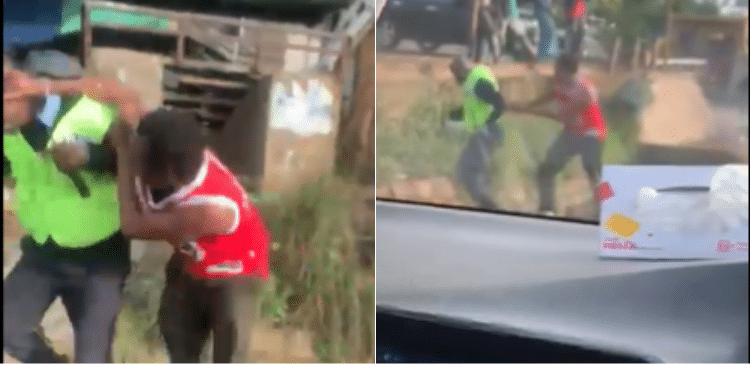 A screen grab of Police officer assaulted by a conductor. PHOTO/ Scree grab