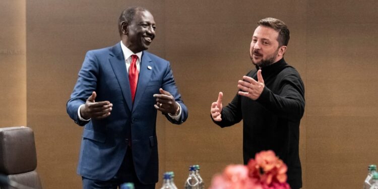 President William Ruto and Ukraine President Volodymyr Zelensky. Photo/PCS