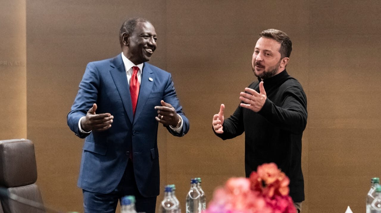President William Ruto and Ukraine President Volodymyr Zelensky. Photo/PCS