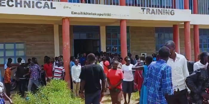 Screengrabs of Chaos at Kitalakapel Technical Training Institute in West Pokot. PHOTO/Courtesy.