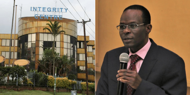 A photo collage of EACC headquarters and NITA Director General Stephen Ogenga. PHOTO/Courtesy.