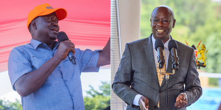 A photo collage of former Prime Minister Raila Odinga and DP Rigathi Gachagua. PHOTO/Courtesy.