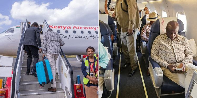 DP Gachagua Boards Kenya Airways Flight to Mombasa