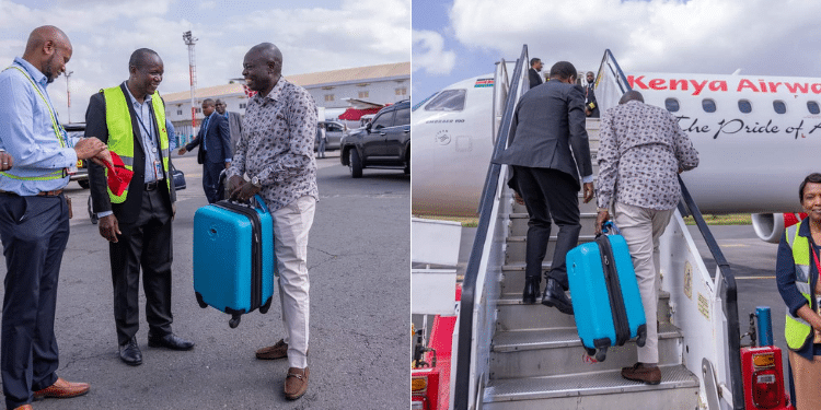 Dp Rigathi Gachagua Flies To Mombasa With Kq. Photo/Gachagua