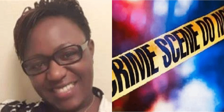 A side-to-side photo of the late Monica Kivuti (left) and Police crime tape (right). Photo/Coutesy