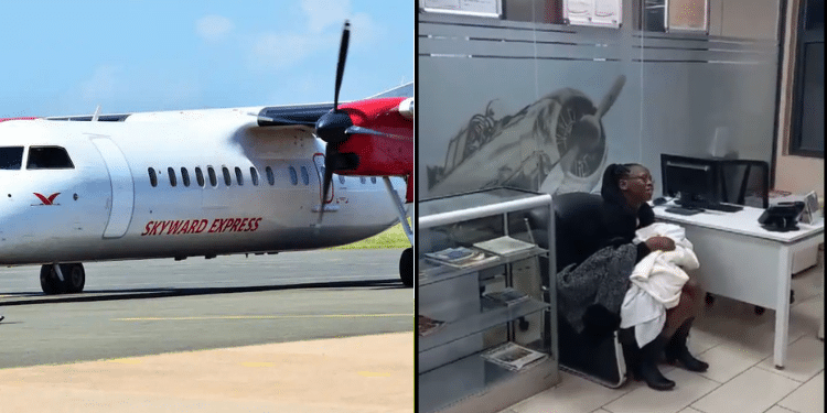 A photo collage of Skyward Express flight and a screengrab of the trending video. PHOTO/Courtesy.