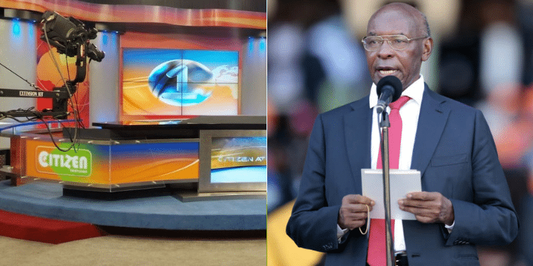 A photo collage of RMS owner S.K Macharia and Citizen TV studios. PHOTO/Courtesy.
