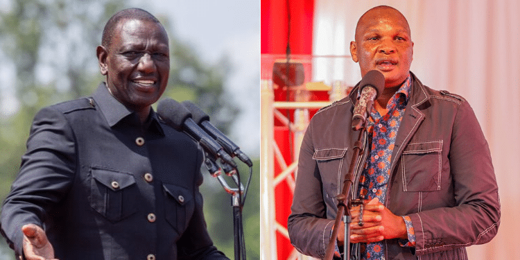 Side to side photo of Farouk Kibet and President William Ruto. Photo/PCS