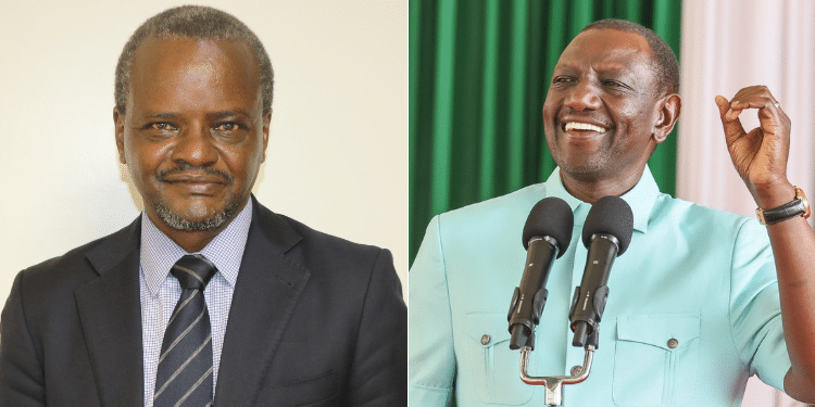 Joseph Mathu Ndung’u, who has been Re-appointed Chancellor of JKUAT and President William Ruto. PHOTO/ Courtesy