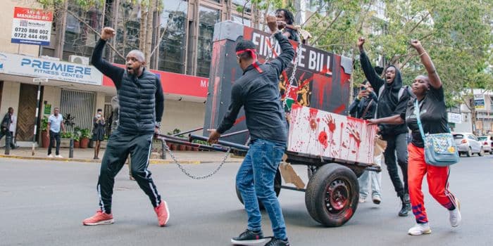 Boniface Mwangi leading protest