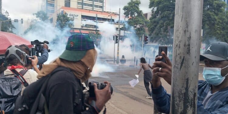 A photo of protestors in action during the anti Finance Bill protests.