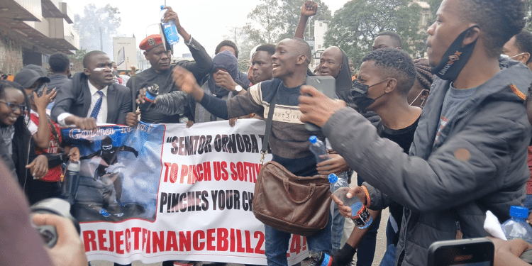 Kenyan youth take part in the Reject Finance Bill protests in Nairobi CBD on June 20, 2024. photo/ Felix Kabugi- TKT