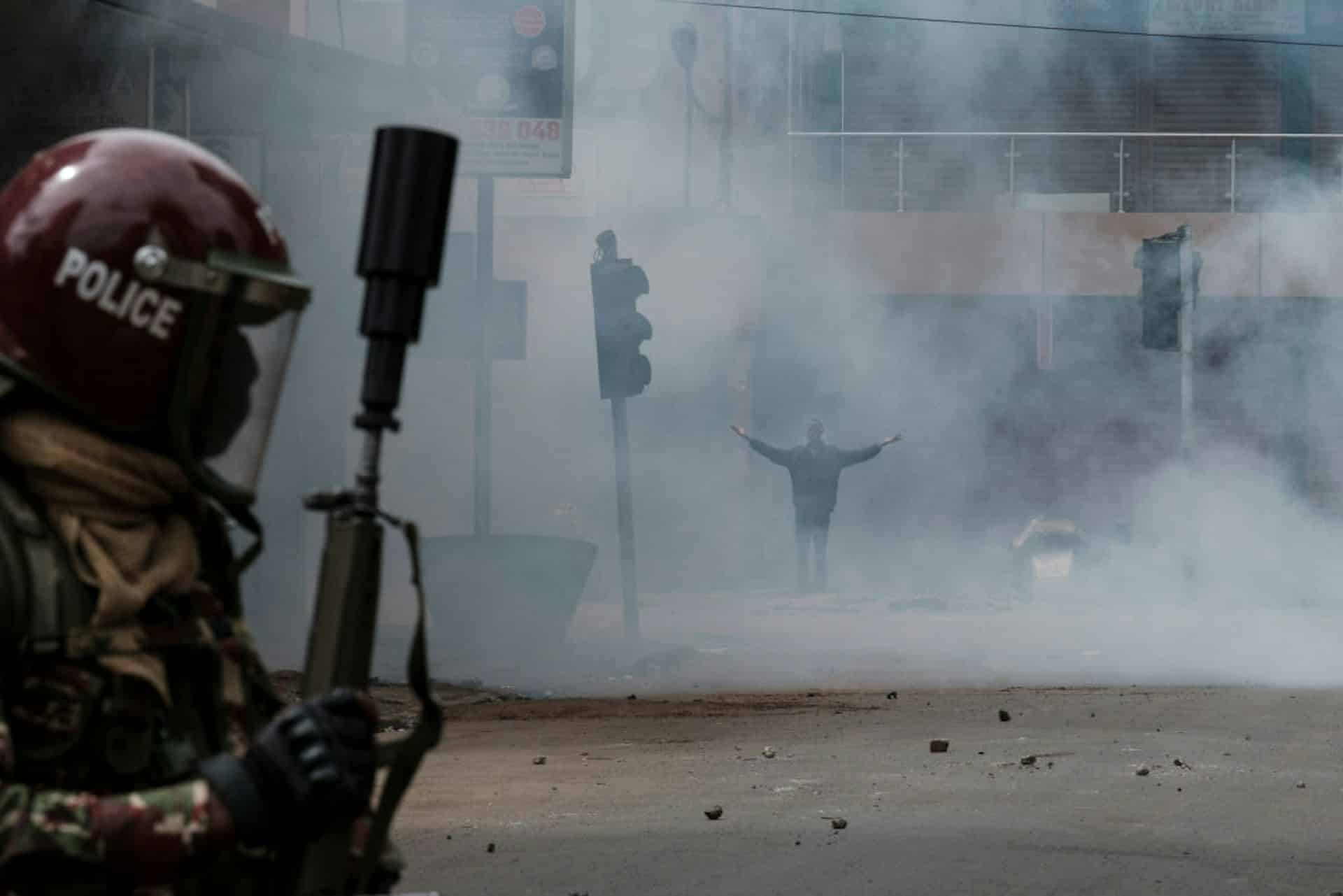 A protester is enveloped in a cloud of tear gas during deadly demonstrations in Kenya on 27 June 2024. Kabir Dhanji/AFP via Getty Images