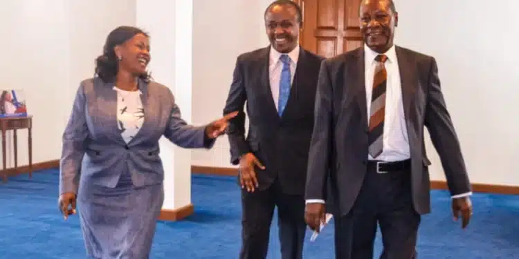 Ukambani Governors Wavinya Ndeti (Machakos), Mutula Kilonzo Jnr (Makueni) and Julius Malombe (Kitui) after a meeting on December 13, 2022. PHOTO/Courtesy