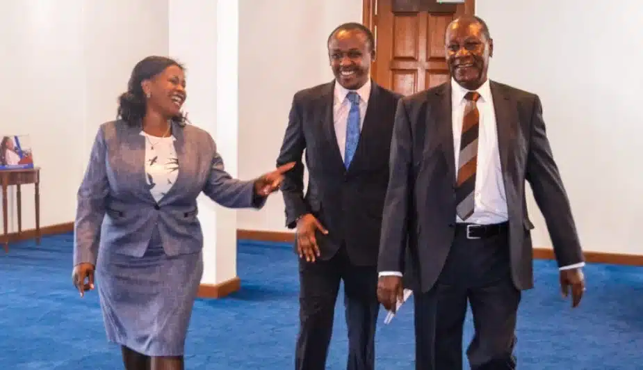 Ukambani Governors Wavinya Ndeti (Machakos), Mutula Kilonzo Jnr (Makueni) and Julius Malombe (Kitui) after a meeting on December 13, 2022. PHOTO/Courtesy