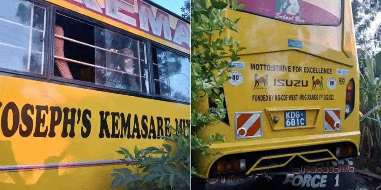 Kemasare Secondary School Bus after the accident. PHOTO/Courtesy.