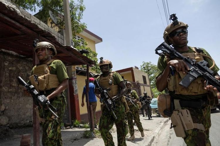 Kenya police patroling in Haiti. PHOTO/Courtesy. Ruto