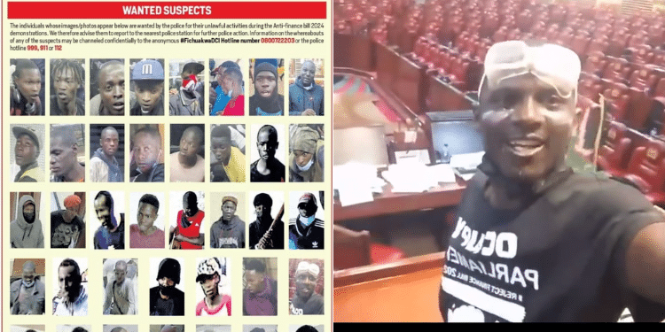 A collage of a poster released by the Kenya Police Service and a screengrab of video sho0wing a man daring Speaker Wetangula.