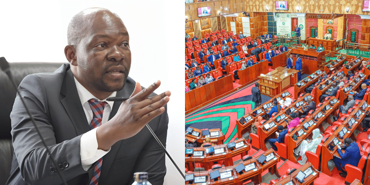 Member of Parliament for Saboti Constituency, Caleb Amisi (left) and The Parliament of Kenya (right). Photo/Amisi(X)