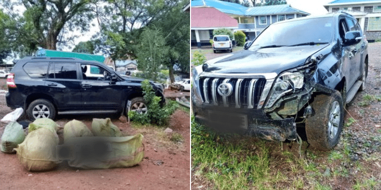 Vehicle and sacks containing bhang recovered by police. Photo/DCI