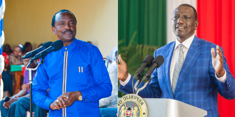 A photo collage of President William Ruto and Wiper leader Kalonzo Musyoka. PHOTO/PCS.
