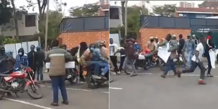 Goons on motorbikes on Saturday, July 20, 2024, stormed activist Boniface Mwangi's offices in Kilimani. PHOTO/Screengrab