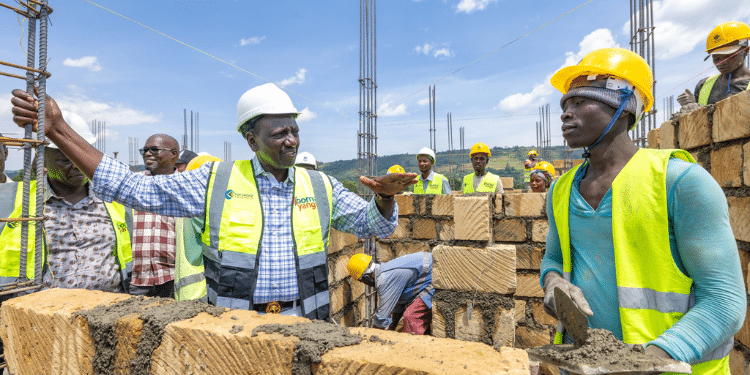 President William Ruto at a construction site. Photo/Statehouse (X)
