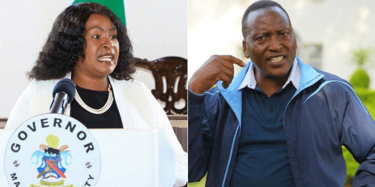 A photo collage of Kisii Senator Richard Onyonka and Machakos County Governor Wavinya Ndeti. PHOTO/Courtesy.